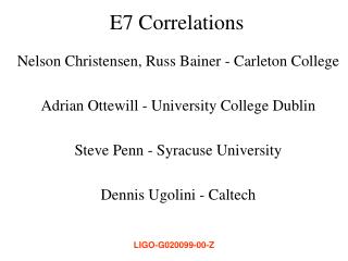 E7 Correlations