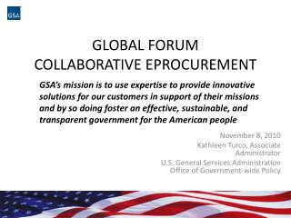 Global Forum Collaborative EProcurement
