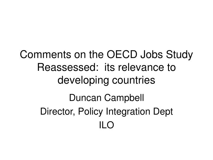 comments on the oecd jobs study reassessed its relevance to developing countries