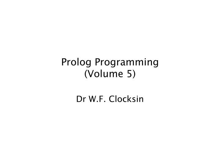 prolog programming volume 5