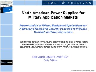 Power Supplies and Batteries Analyst Team Frost &amp; Sullivan