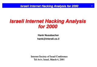 Israeli Internet Hacking Analysis for 2000