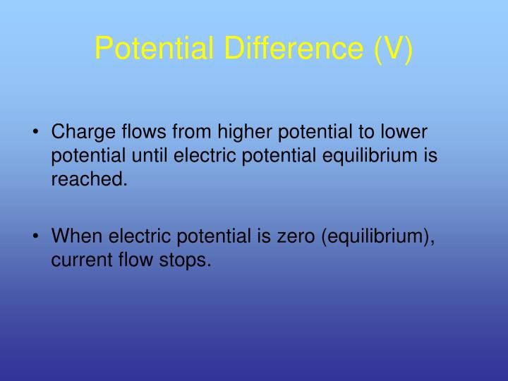 potential difference v