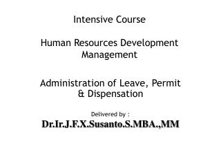 intensive course human resources development management