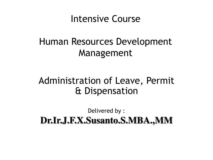 intensive course human resources development management