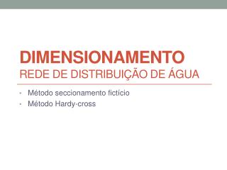 dimensionamento rede de distribui o de gua