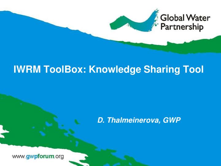 iwrm toolbox knowledge sharing tool