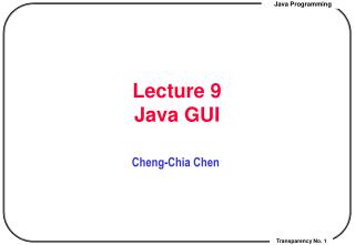 Lecture 9 Java GUI
