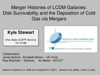 Merger Histories of LCDM Galaxies: Disk Survivability and the Deposition of Cold Gas via Mergers
