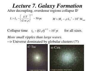 lecture 7 galaxy formation