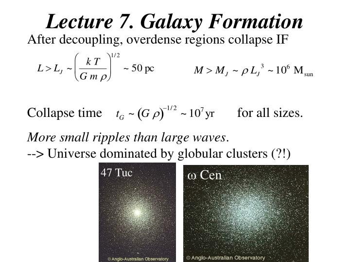 lecture 7 galaxy formation