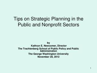 Tips on Strategic Planning in the Public and Nonprofit Sectors