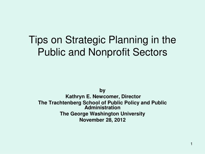 tips on strategic planning in the public and nonprofit sectors