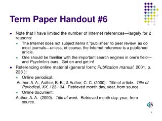 Term Paper Handout #6