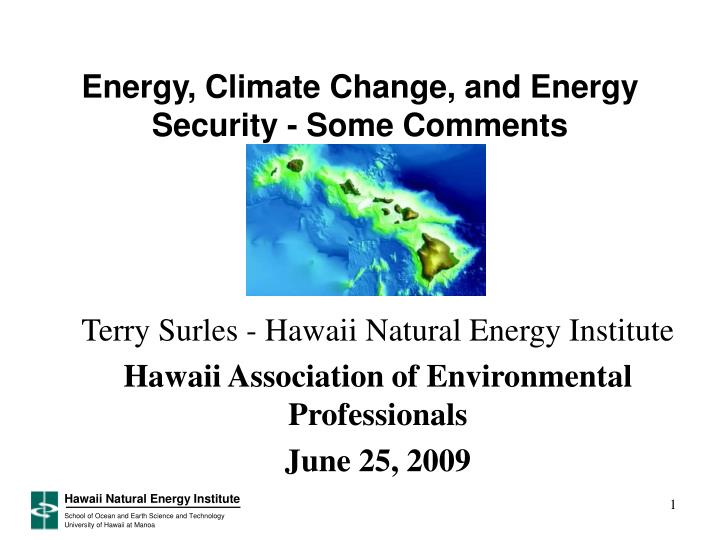 energy climate change and energy security some comments