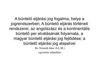 dr n meth imre ll m egyetemi adjunktus