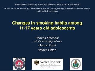 Changes in smoking habits among 11-17 years old adolescents