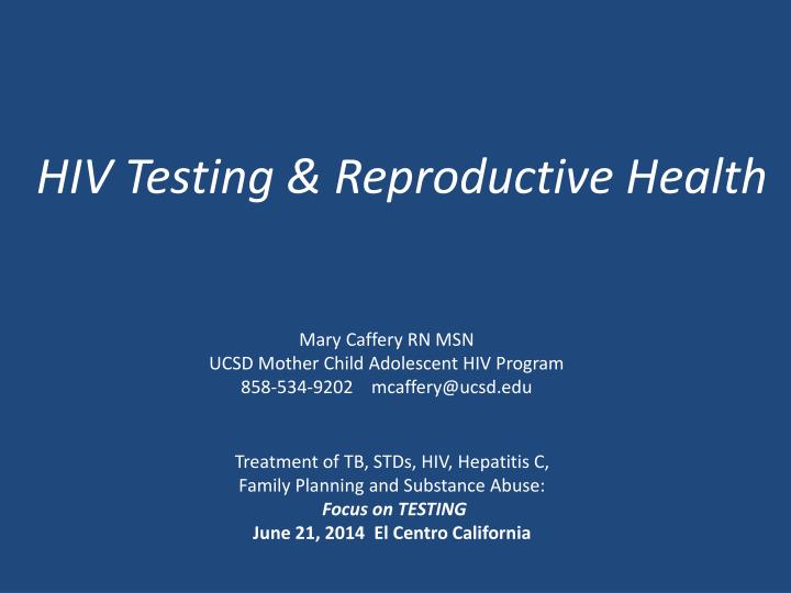 hiv testing reproductive health