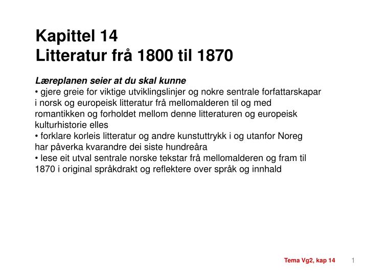 kapittel 14 litteratur fr 1800 til 1870