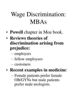 Wage Discrimination: MBAs