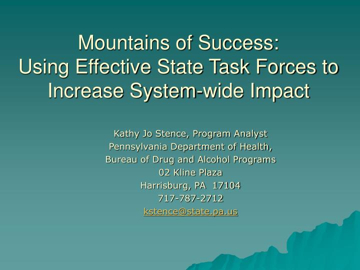 mountains of success using effective state task forces to increase system wide impact