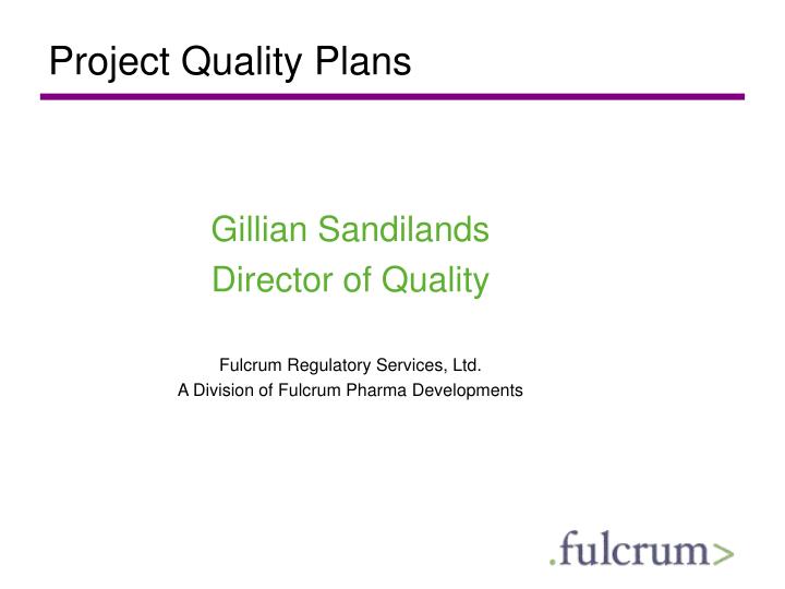 project quality plans