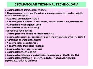 csomagol s technika technol gia