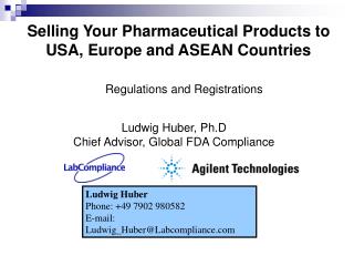 Selling Your Pharmaceutical Products to USA, Europe and ASEAN Countries