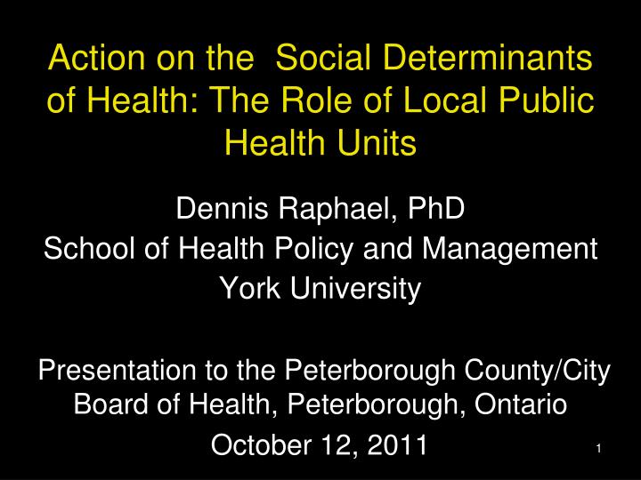 action on the social determinants of health the role of local public health units
