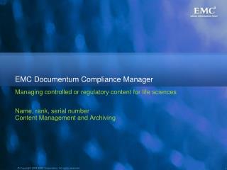 EMC Documentum Compliance Manager
