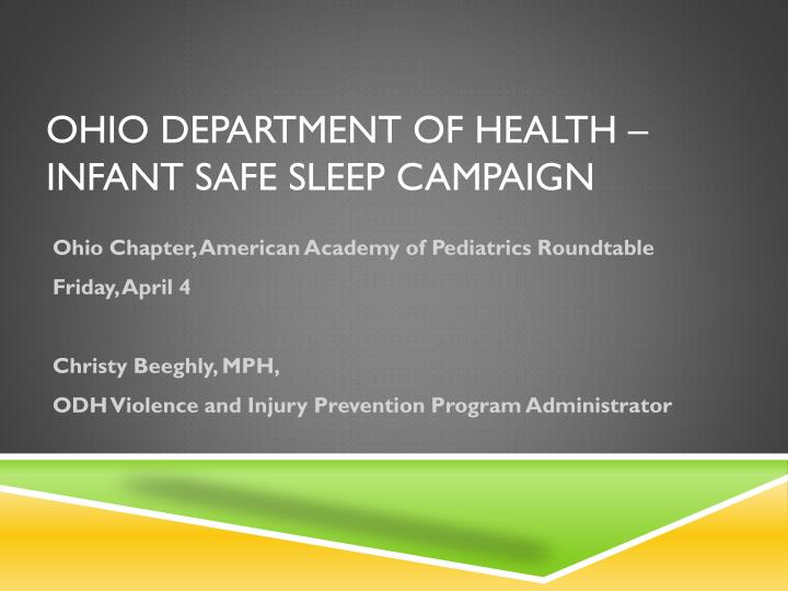 ohio department of health infant safe sleep campaign