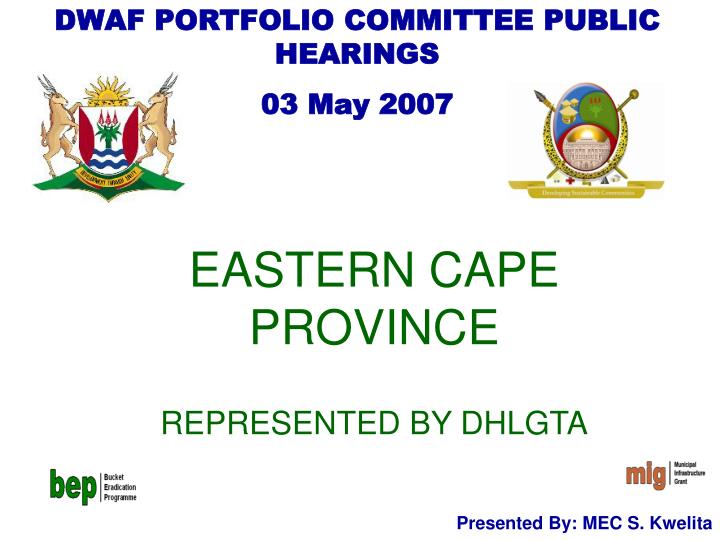 eastern cape province represented by dhlgta