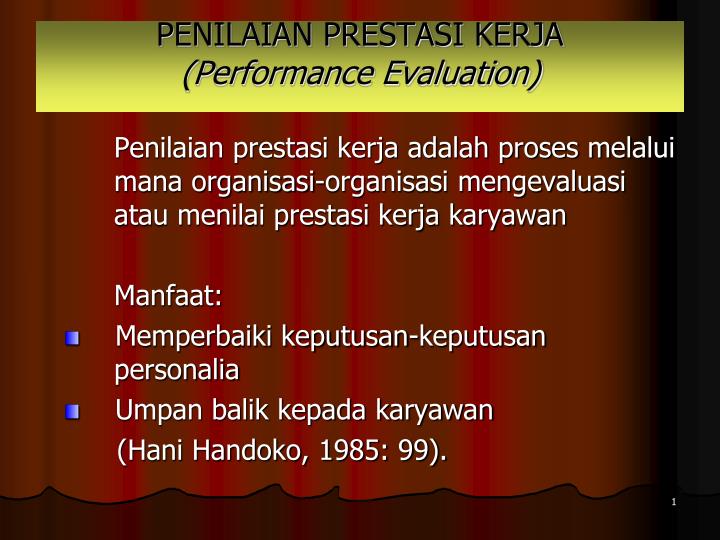 penilaian prestasi kerja performance evaluation