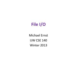 File I/O