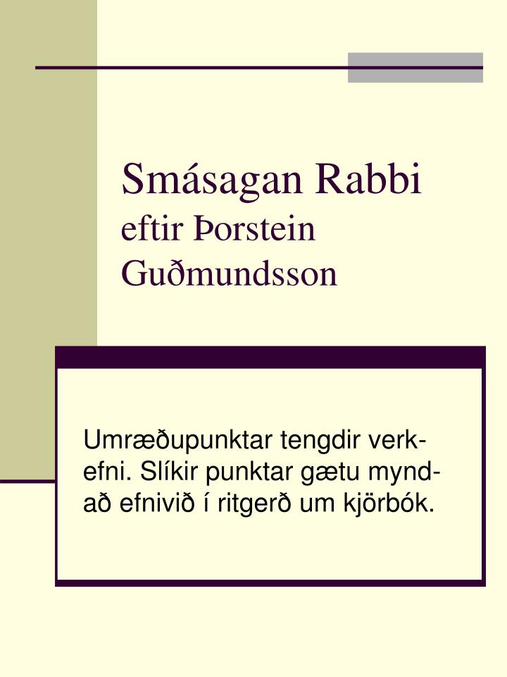 sm sagan rabbi eftir orstein gu mundsson