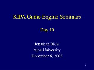 KIPA Game Engine Seminars