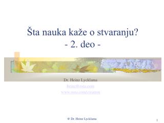 dr heinz lycklama heinz@osta com www osta com creation
