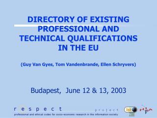Budapest, June 12 &amp; 13, 2003