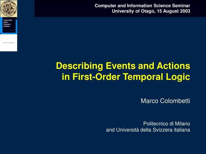 describing events and actions in first order temporal logic