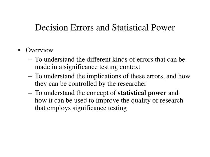 decision errors and statistical power