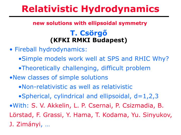 relativistic hydrodynamics