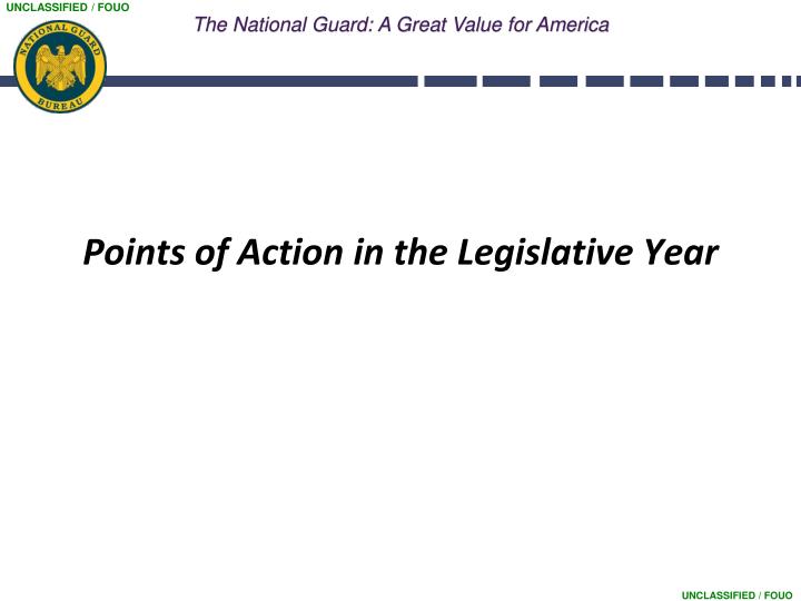 points of action in the legislative year