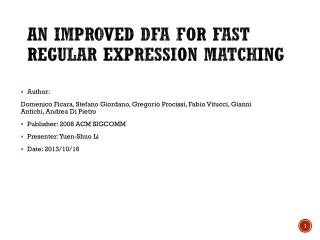An Improved DFA for Fast Regular Expression Matching