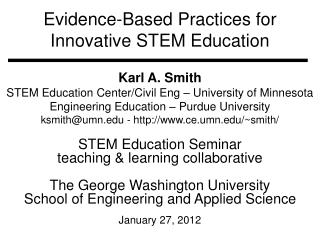 Evidence-Based Practices for Innovative STEM Education