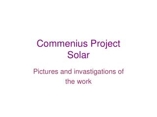 Commenius Project Solar