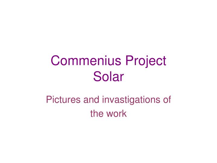 commenius project solar