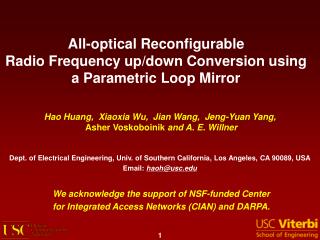 All-optical Reconfigurable Radio Frequency up/down Conversion using a Parametric Loop Mirror