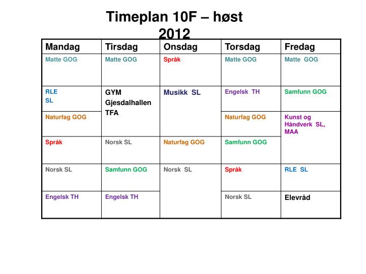 timeplan 10f h st 2012