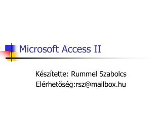 microsoft access ii