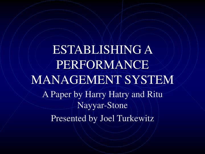 establishing a performance management system